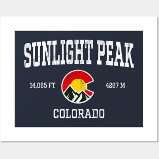 Sunlight Peak Colorado 14ers Vintage Athletic Mountains Posters and Art